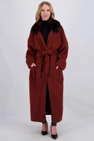 Gorski Wool Short Coat With Sable Collar In Multi