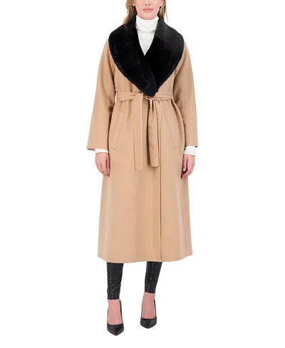 Gorski Wool With Shearling Lamb Collared Coat In Brown