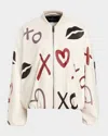 Gorski Genuine Nappa Leather Bomber Zip Jacket In White