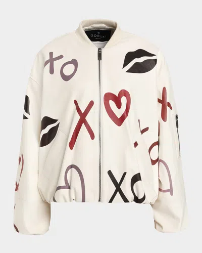 Gorski Genuine Nappa Leather Bomber Zip Jacket In Multi
