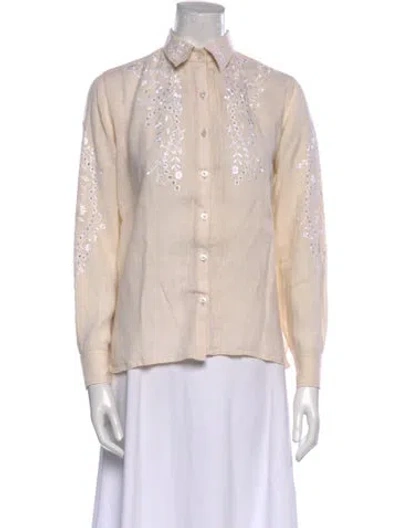 Pre-owned Gorsuch Linen Long Sleeve Button-up Top In Neutral