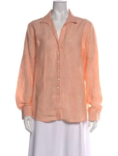 Pre-owned Gorsuch Linen Striped Top In Pink