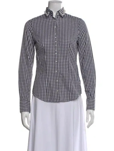 Pre-owned Gorsuch Plaid Print Long Sleeve Button-up Top In Black