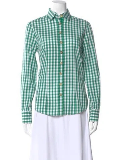 Pre-owned Gorsuch Plaid Print Long Sleeve Button-up Top In Green