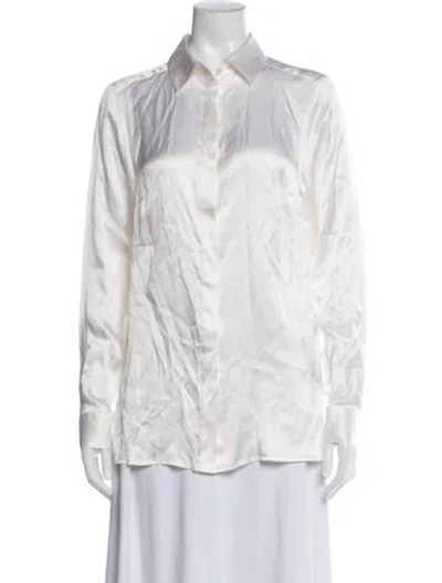 Pre-owned Gorsuch Silk Long Sleeve Top In White