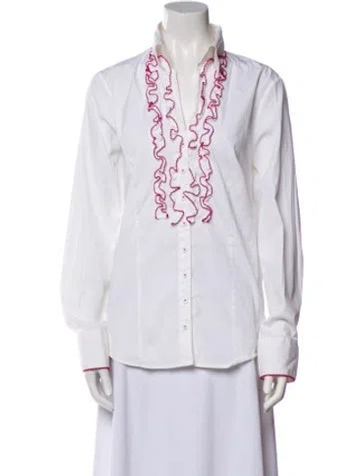 Pre-owned Gorsuch Vintage Long Sleeve Button-up Top In White