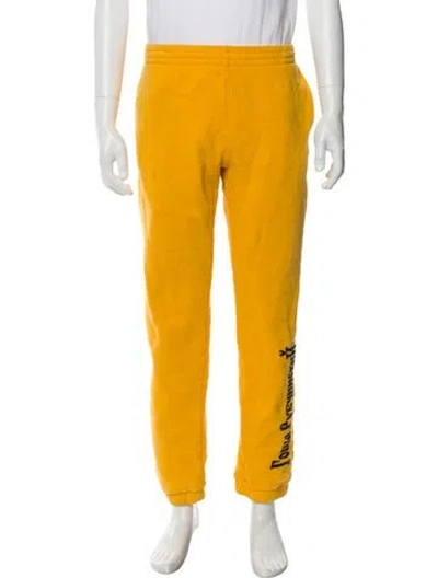 Pre-owned Gosha Rubchinskiy Graphic Print Joggers In Gold