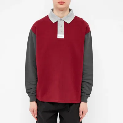 Pre-owned Gosha Rubchinskiy Panelled Long Sleeve Polo Shirt In Red