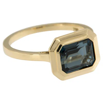 Pre-owned Goshwara 18 Karat Gold "manhattan Collection" 2.75 Ct. London Blue Topaz Ring By