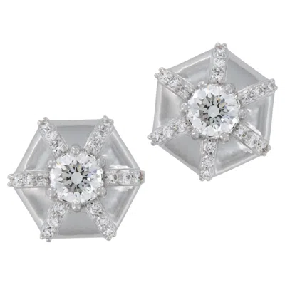 Pre-owned Goshwara 18 Karat White Gold Diamond Queen Earrings By