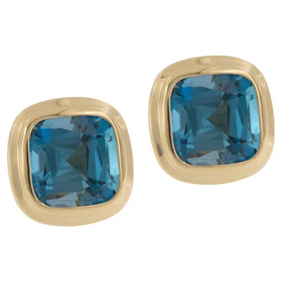 Pre-owned Goshwara 18 Karat Yellow Gold 3.72 Carat London Blue Topaz Manhattan Ring By