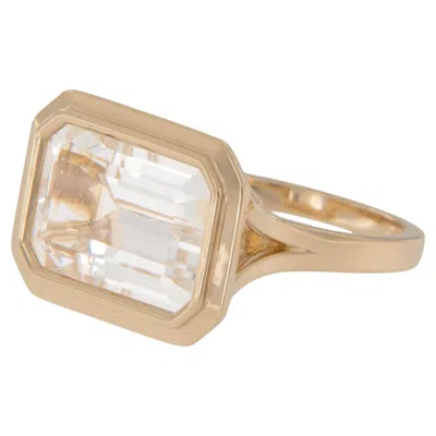 Pre-owned Goshwara 18 Karat Yellow Gold 6.94 Carat Rock Crystal Manhattan Ring By