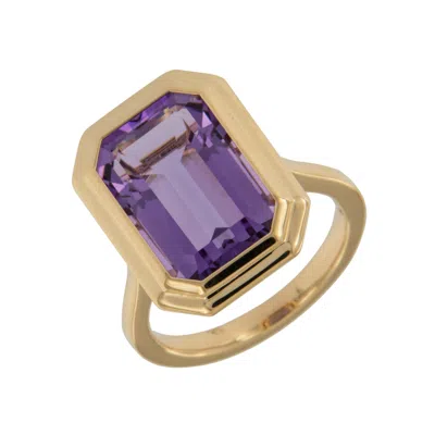 Pre-owned Goshwara 18 Karat Yellow Gold "manhattan Collection" 6.70 Carat Amethyst Ring By