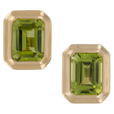 Pre-owned Goshwara 18 Karat Yellow Gold "manhattan" Peridot Earrings By
