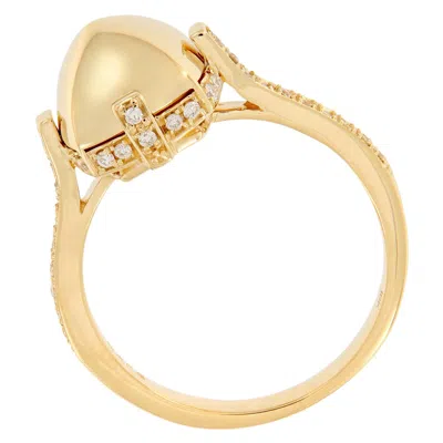 Pre-owned Goshwara 18 Karat Yellow Gold Surgarloaf Pave Diamond Ring By