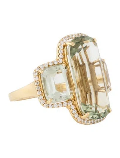 Pre-owned Goshwara 18k Prasiolite & Diamond Ring In Multicolor