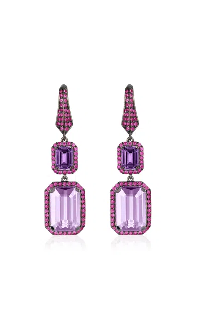Goshwara 18k Yellow Gold Amethyst; Sapphire; Amethyst Earrings