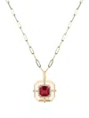 Goshwara 18k Yellow Gold Asscher-medallion Rubellite And Diamond Necklace In Gold