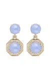 Goshwara 18k Yellow Gold Blue Chalcedony Cabochon Earrings