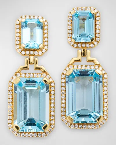 Goshwara 18k Yellow Gold Blue Topaz & Diamond Earrings