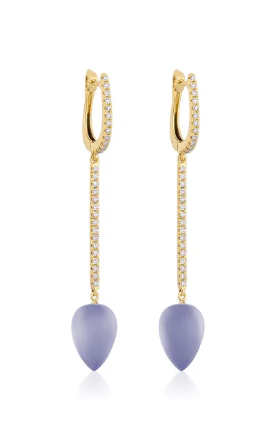 Goshwara 18k Yellow Gold Chalcedony Diamond Earrings