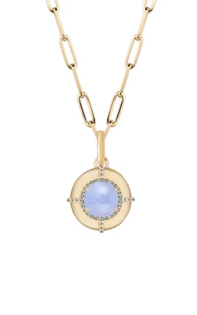 Goshwara 18k Yellow Gold; Diamond; Chalcedony Medallion Necklace