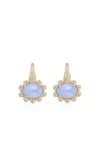Goshwara 18k Yellow Gold; Diamond Chalcedony Oval Cabochon Earrings
