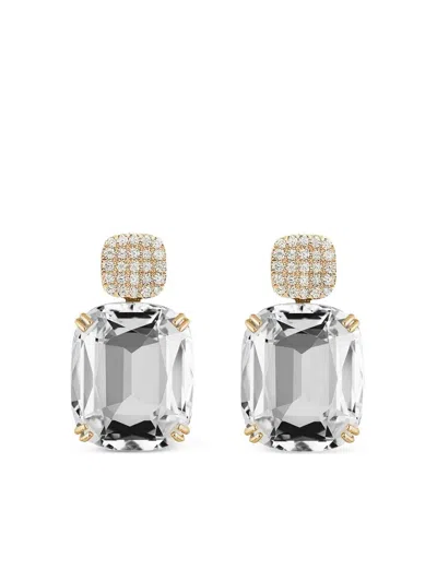 Goshwara 18k Yellow Gold Diamond Rock Crystal Earrings In Metallic