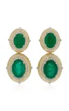 Goshwara 18k Yellow Gold Emerald Earrings In Green