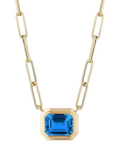 Goshwara 18k Yellow Gold Emerald Pendant In Blue