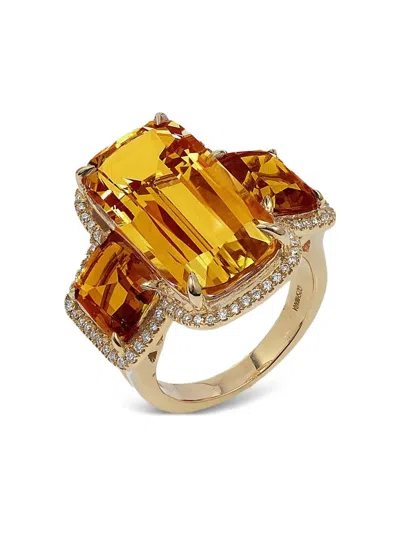 Goshwara 18k Yellow Gold Gossip Citrine Diamond Ring