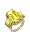 Goshwara 18k Yellow Gold Gossip Diamond And Lemon Quartz Ring In Brown