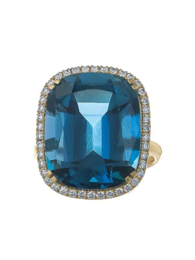 Goshwara 18k Yellow Gold Gossip Diamond And Topaz Ring