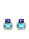 Goshwara 18k Yellow Gold Gossip Two Tier Multi-stone Earrings In Blue