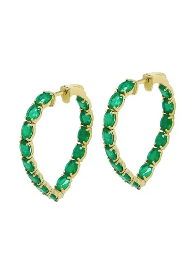 Goshwara 18k Yellow Gold Heart-shape Emerald Earrings