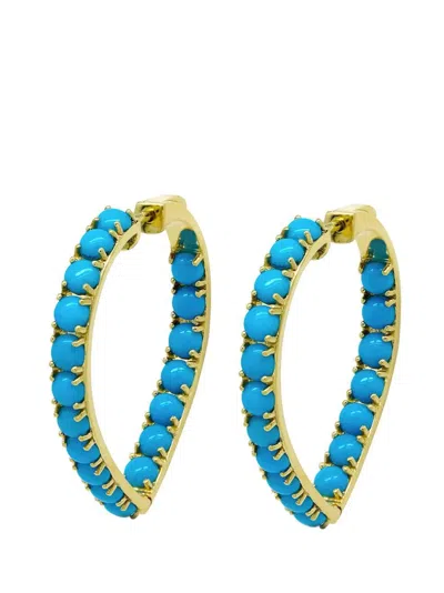 Goshwara 18k Yellow Gold Heart Turquoise Earrings In Blue