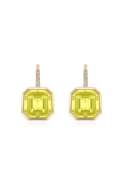 Goshwara 18k Yellow Gold Lemon Quartz Asscher Cut Earrings