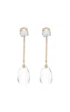 Goshwara 18k Yellow Gold Moon Quartz And Diamond Earrings In Clear