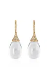 Goshwara 18k Yellow Gold Moon Quartz Cabochon Drop Earring In White