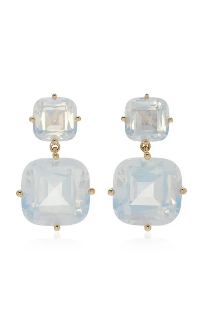 Goshwara 18k Yellow Gold Moon Quartz Earrings In Clear