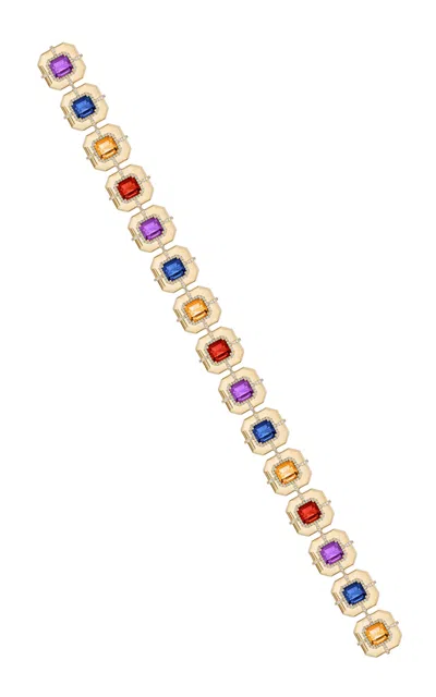 Goshwara 18k Yellow Gold Multi-stone Medallion Bracelet