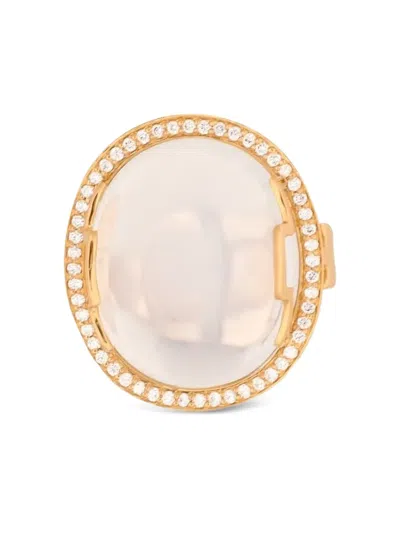 Goshwara 18k Yellow Gold Rock N Roll Diamond And Moon Quartz Ring