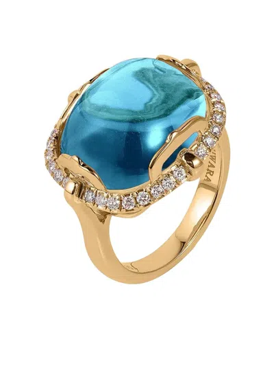 Goshwara 18k Yellow Gold Rock-n-roll Topaz And Diamond Ring
