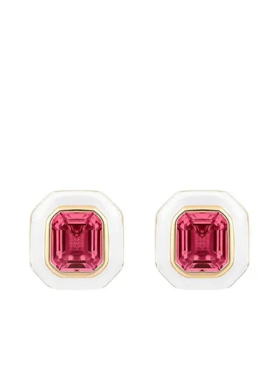 Goshwara 18k Yellow Gold Square-cut Rubellite Earrings In Multi