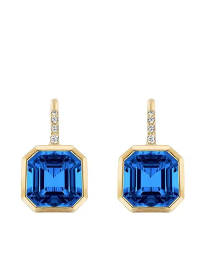 GOSHWARA 18K YELLOW GOLD TOPAZ DIAMOND EARRINGS