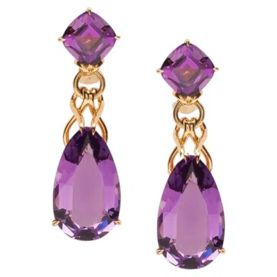 Pre-owned Goshwara Amethyst Pear Shape Cushion Earrings In Purple