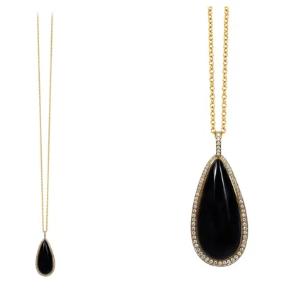 Pre-owned Goshwara Black Onyx Pear Shape Cabochon Pendant