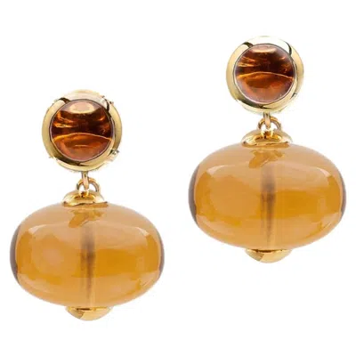Pre-owned Goshwara Citrine Cabochon With Citrine Bead Earrings In Multi