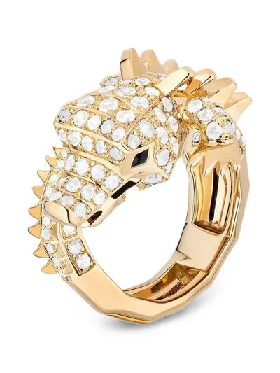 Goshwara Crocodile White Sapphire And Onyx Ring In Multi