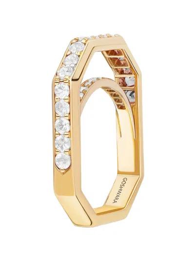 Goshwara Diamond Square-band Ring In Gold